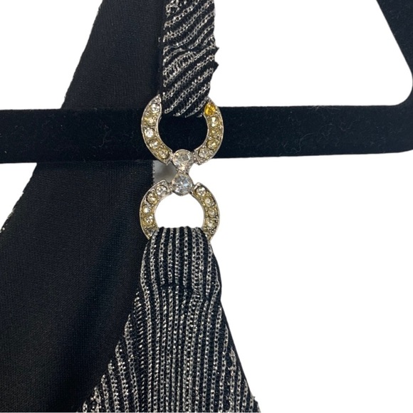 VTG Glam Silver  Metallic Maxi Dress Lined Body-con Formal Tagged SZ 13 Sparkle - Picture 8 of 16